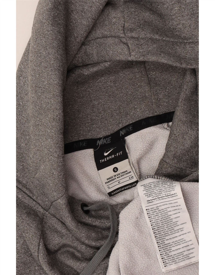 Мужской джемпер с капюшоном Nike Dri Fit, маленький серый, полиэстер с крапинками