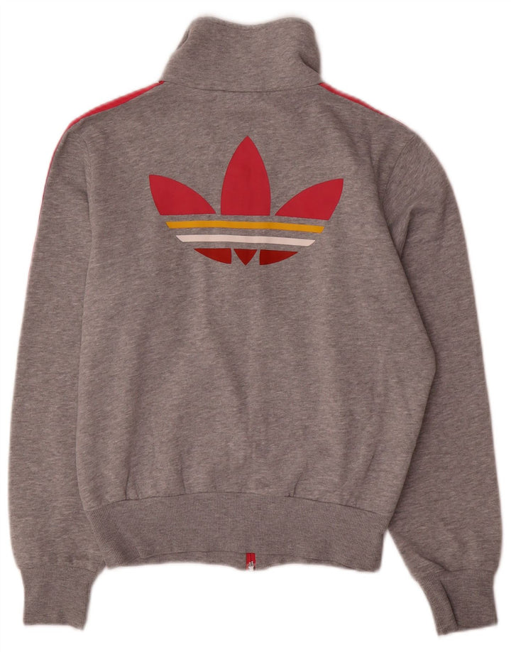 Adidas Женский спортивный костюм большого размера с графическим принтом, верхняя куртка UK 10, маленький серый