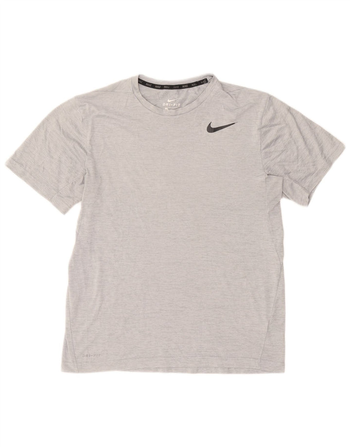 Мужская футболка Nike Dri Fit из полиэстера среднего серого цвета с крапинками