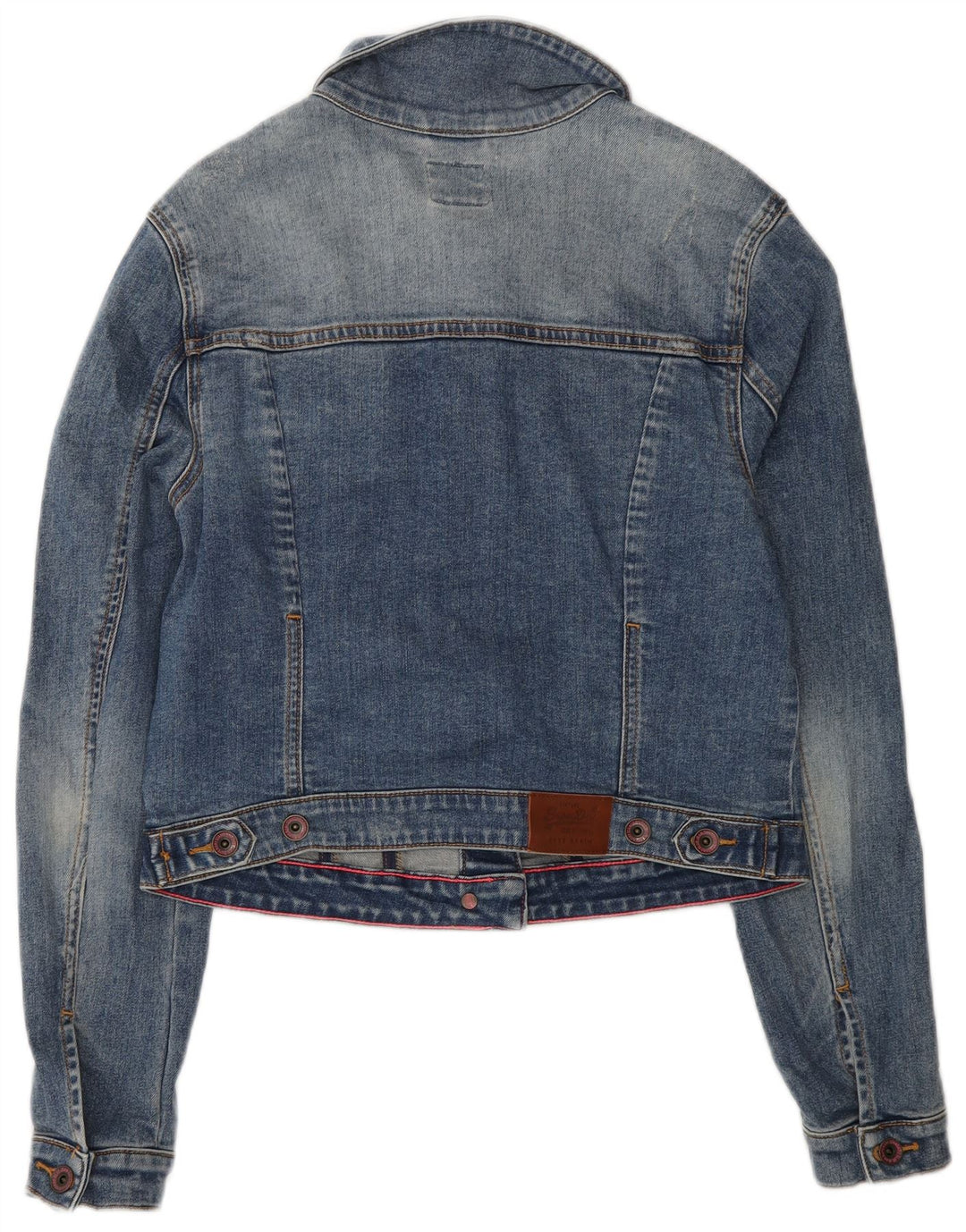 Женская укороченная джинсовая куртка Superdry UK 14, большой синий хлопок
