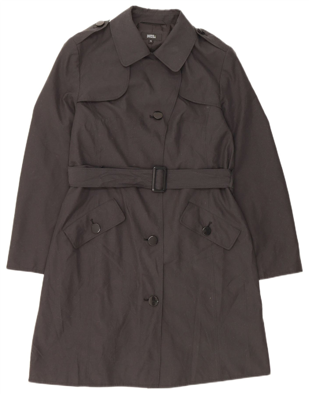 Женский тренч MARKS & SPENCER UK 14 XL, полиэстер, черный