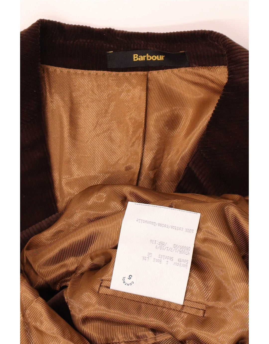 Мужской вельветовый пиджак Barbour с 2 пуговицами IT 56 3XL Коричневый хлопок