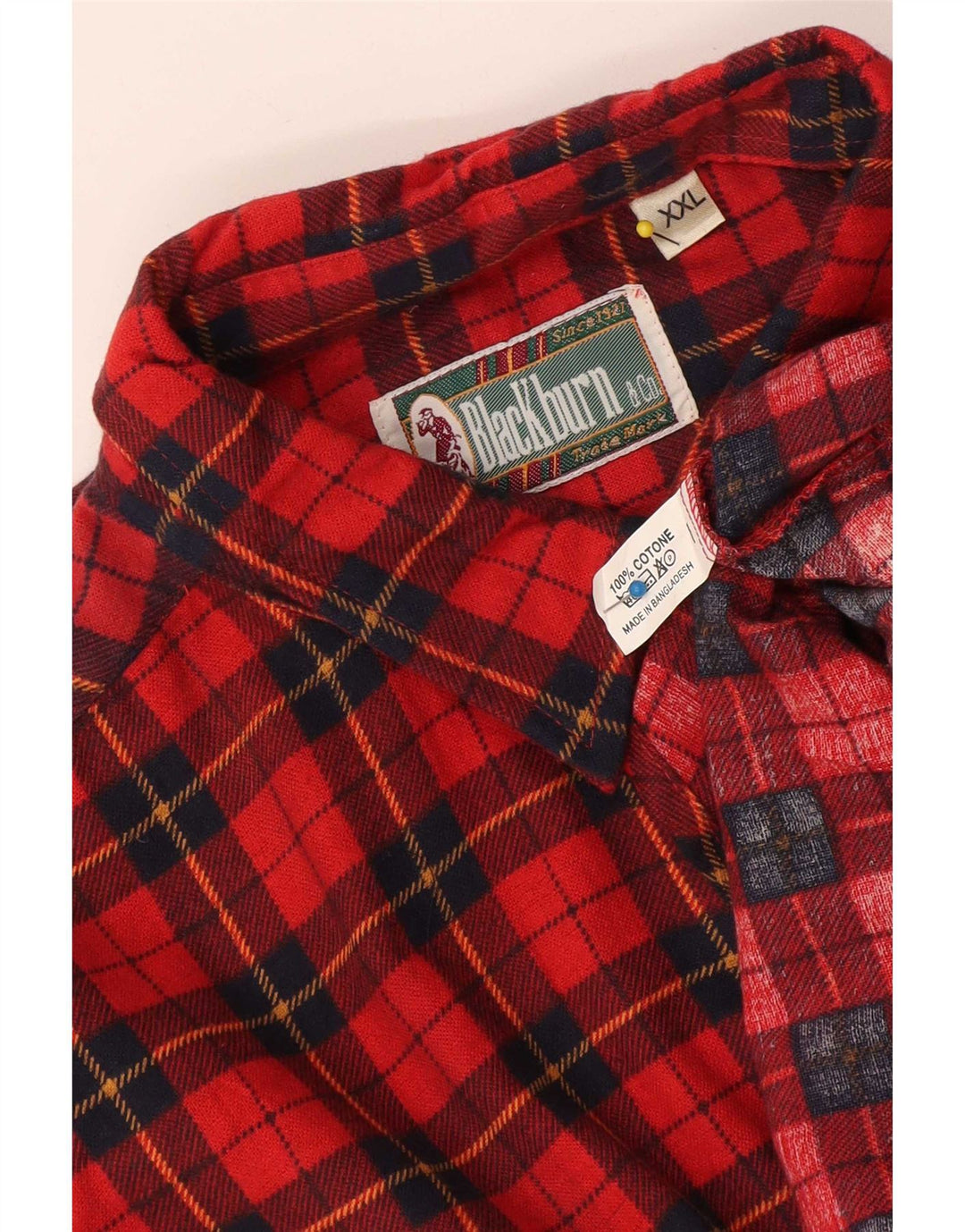 Винтажная мужская фланелевая рубашка 2XL из хлопка в красную клетку