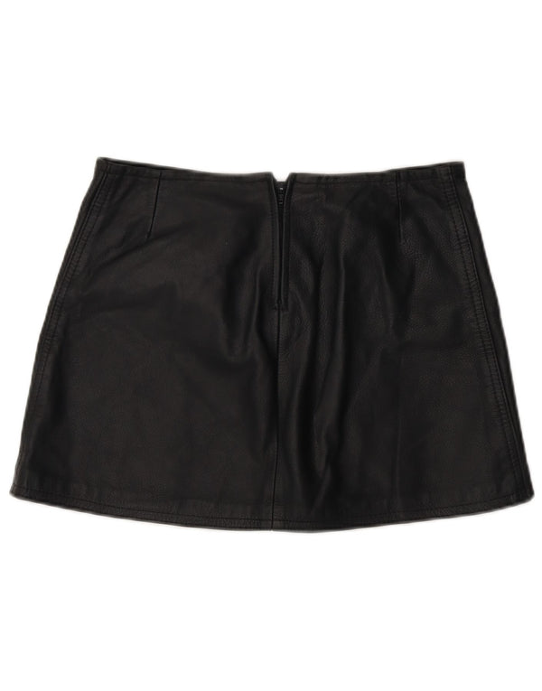 Винтажная женская мини-кожаная юбка W28, средний черный