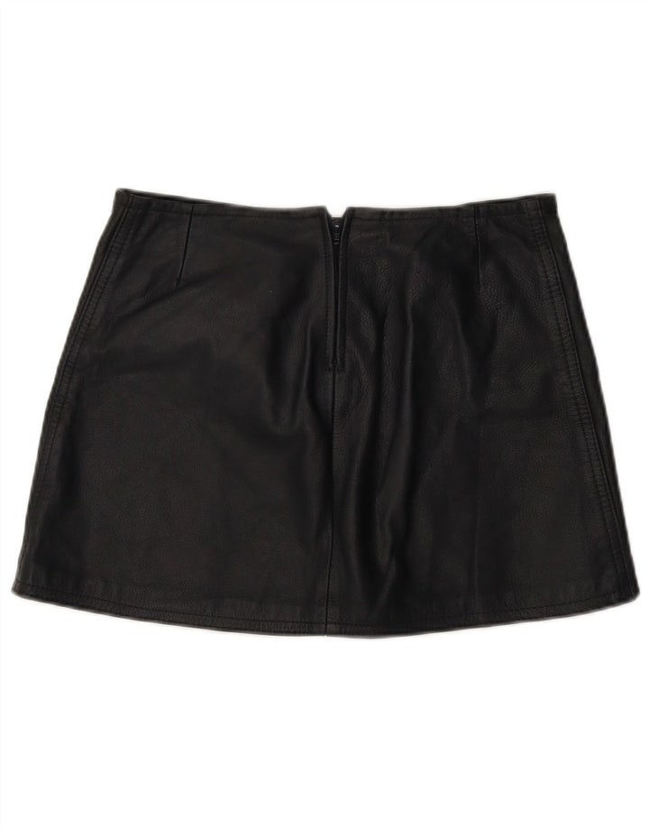 Винтажная женская мини-кожаная юбка W28, средний черный