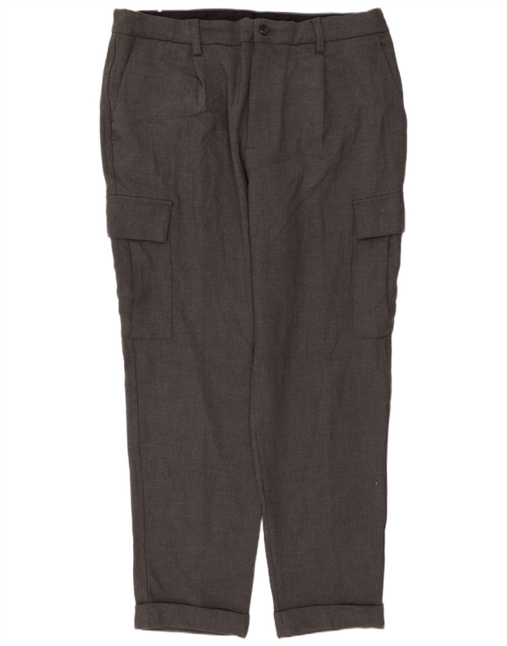 Мужские прямые брюки карго ZARA EU 46 XL W36 L30, серый полиэстер