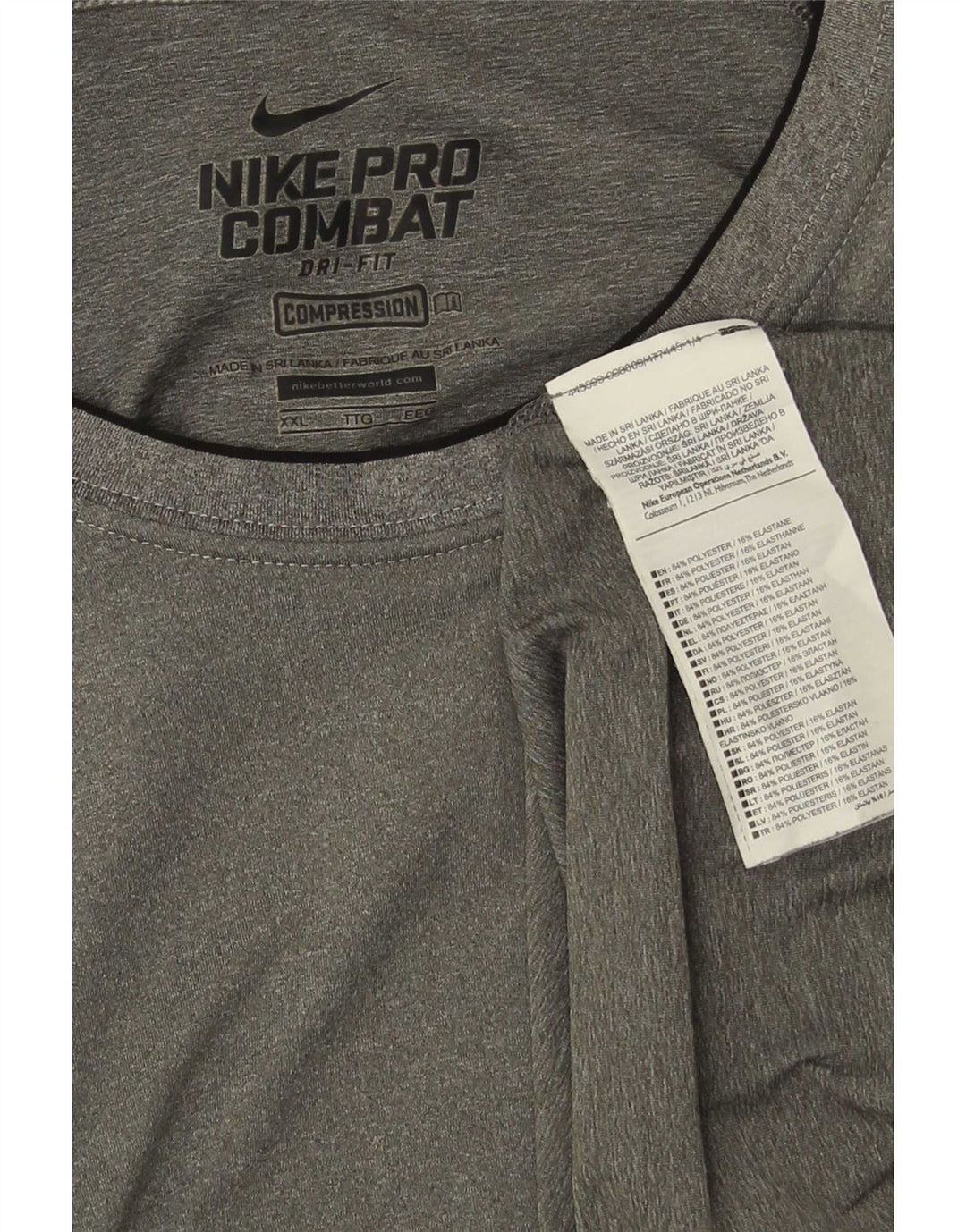 Мужская компрессионная футболка Nike 2XL серого цвета с крапинками из полиэстера