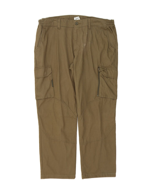 DECATHLON Mens Straight Cargo Trousers W41 L29 Khaki Cotton