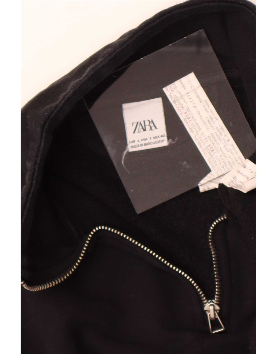 Мужской свитер Zara с воротником на молнии, большой черный полиэстер