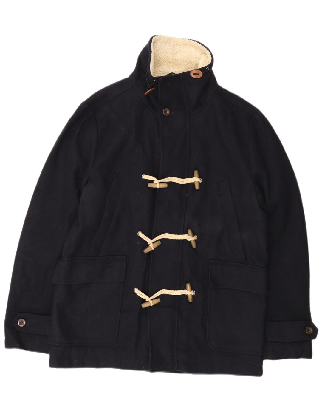 Мужская дафлкот Burton UK 38 средний темно-синий шерстяной