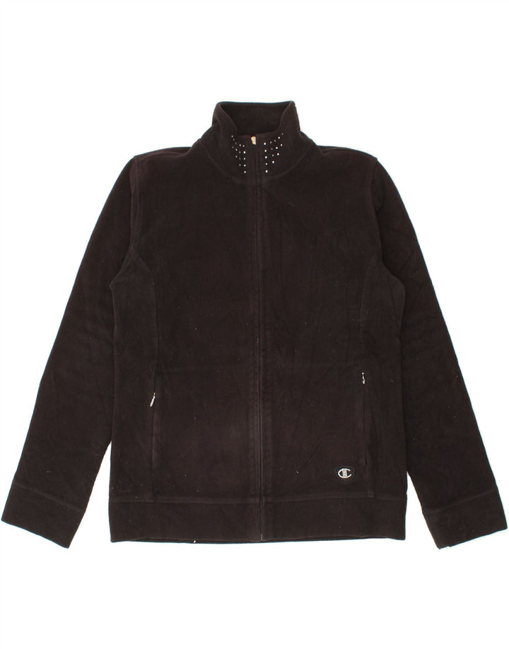 CHAMPION Womens Fleece Jacket UK 14 Medium Black Polyester Vintage Champion and Second-Hand Champion from Messina Hembry 