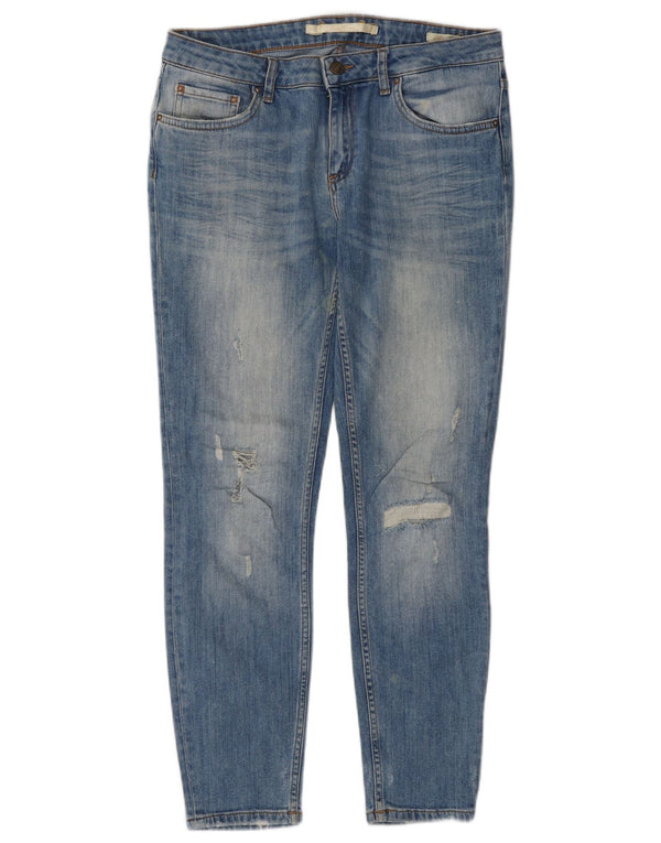Женские потертые узкие джинсы Zara EU 36 XS W26 L27 синие