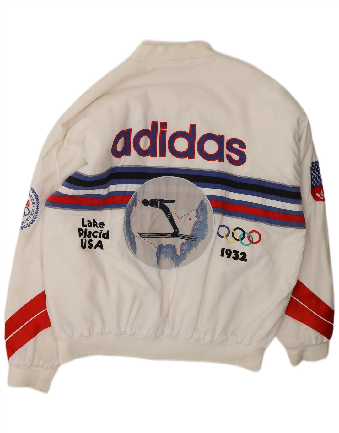 Мужская куртка-бомбер Adidas Winter Olympics 80th Graphic UK 40, большая белая