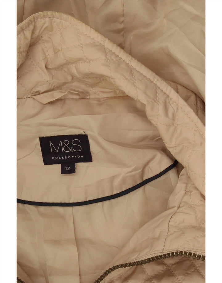 Женская стеганая куртка с капюшоном Marks & Spencer UK 12 средний бежевый