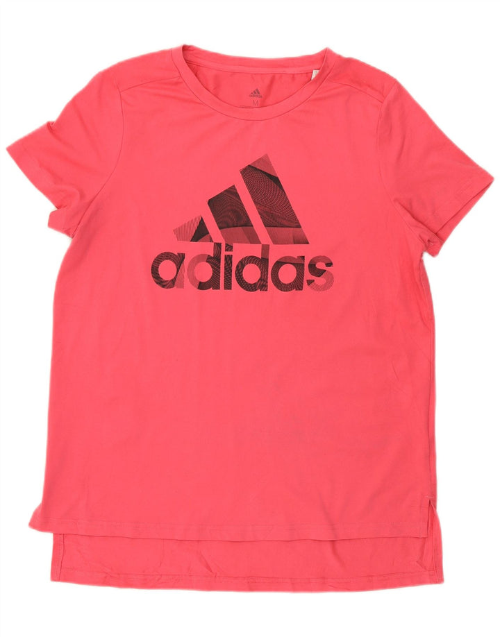 Женская футболка Adidas с рисунком Top UK 12/14, средний розовый полиэстер