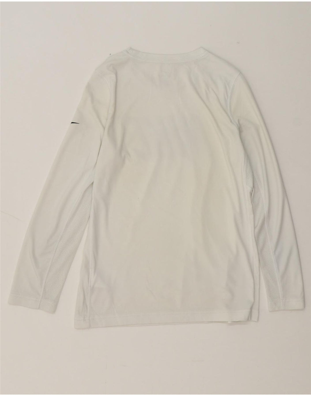NIKE Boys Graphic Top Long Sleeve 12-13 Years Large White Polyester Vintage Nike and Second-Hand Nike from Messina Hembry 