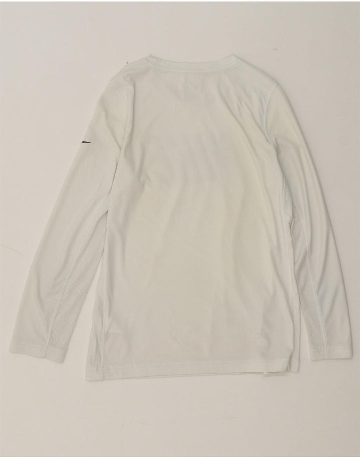NIKE Boys Graphic Top Long Sleeve 12-13 Years Large White Polyester Vintage Nike and Second-Hand Nike from Messina Hembry 