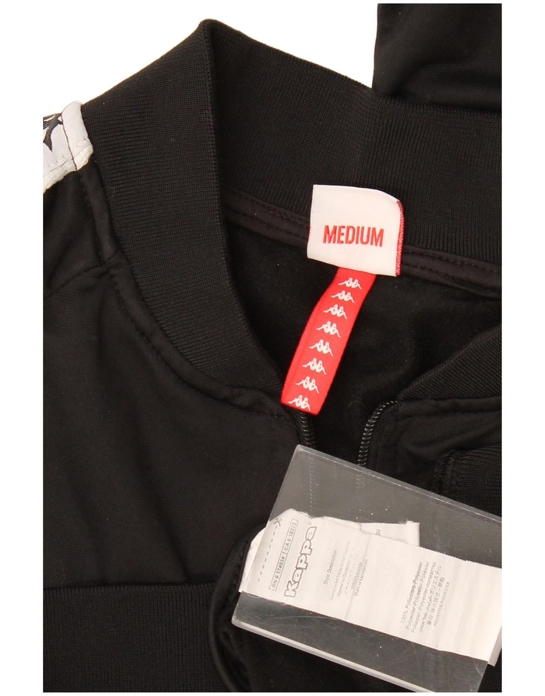 KAPPA Женский спортивный костюм с графическим рисунком, верхняя куртка UK 14, средний черный цвет с цветными блоками