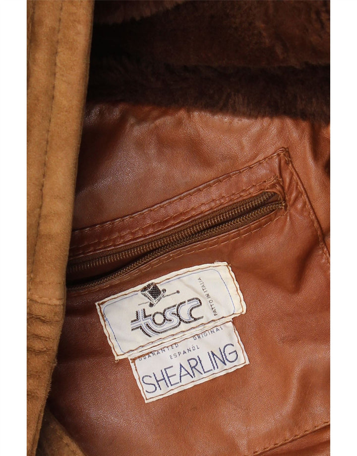 Винтажная мужская короткая куртка UK 40, большая коричневая короткая дубленка