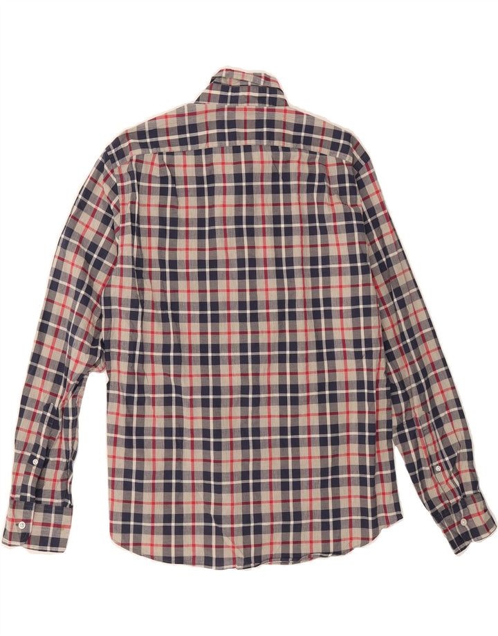 J. CREW Mens Flex Slim Shirt Medium Navy Blue Check Cotton Vintage J. Crew and Second-Hand J. Crew from Messina Hembry 