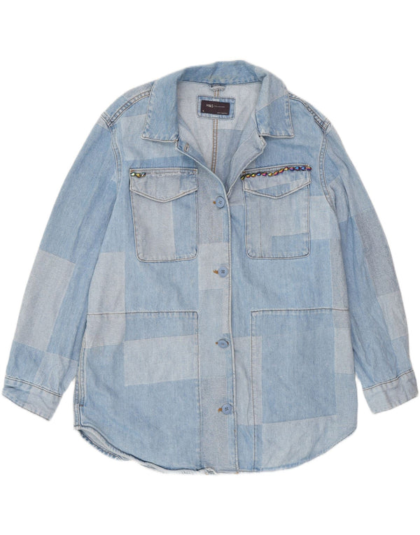 Женская джинсовая рубашка свободного кроя Marks & Spencer UK 16, большая синяя ретро