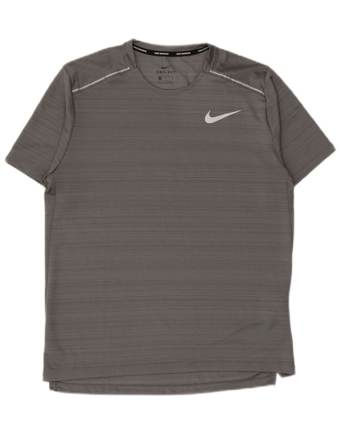 Мужская футболка Nike Dri Fit из полиэстера среднего серого цвета в полоску