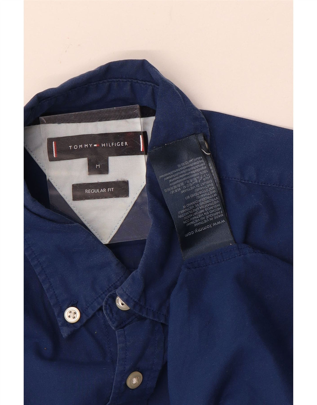 Мужская рубашка обычного кроя Tommy Hilfiger, хлопковая ткань среднего синего цвета