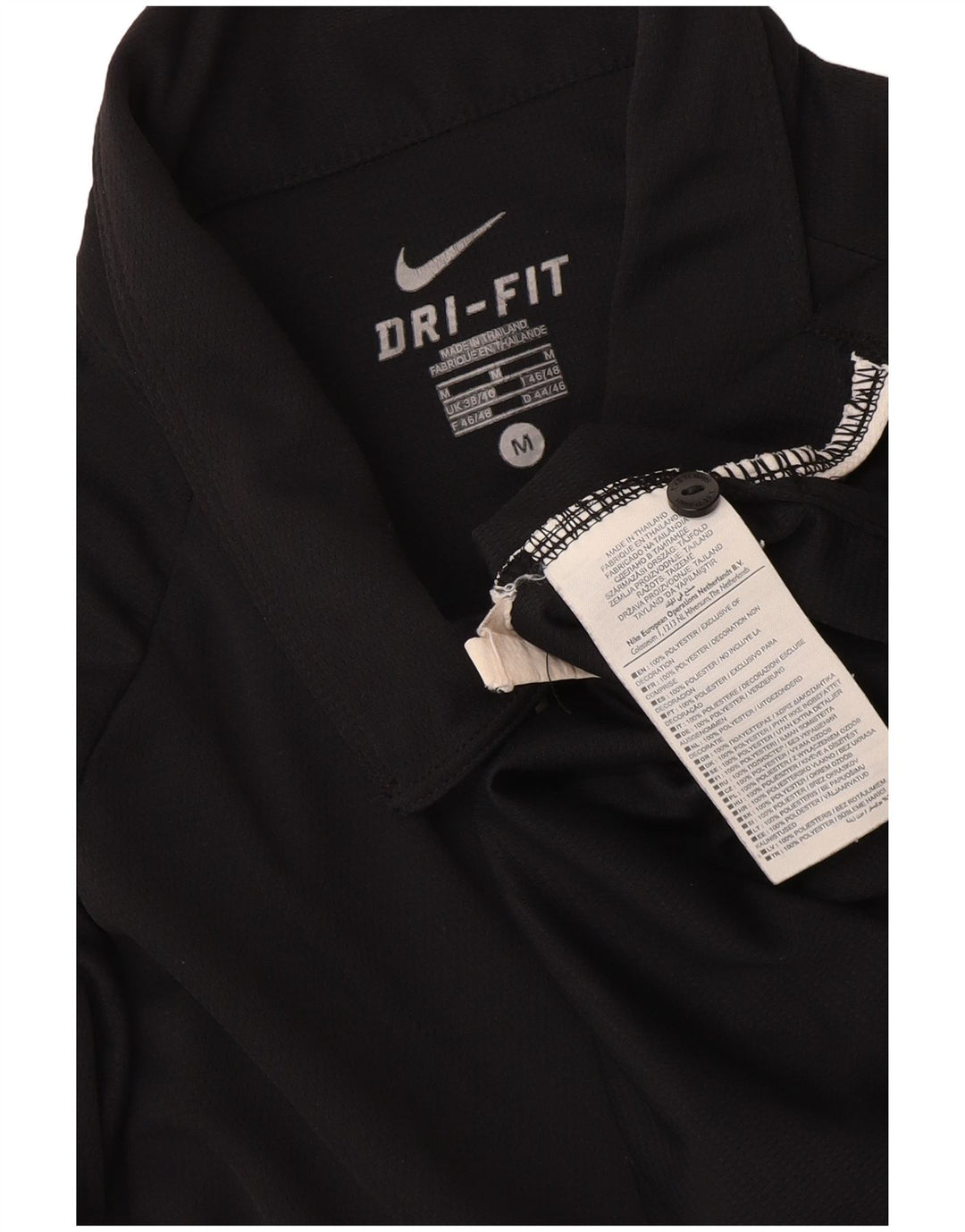 Мужская рубашка-поло Nike Dri Fit UK 38/40, средний черный полиэстер с цветными блоками