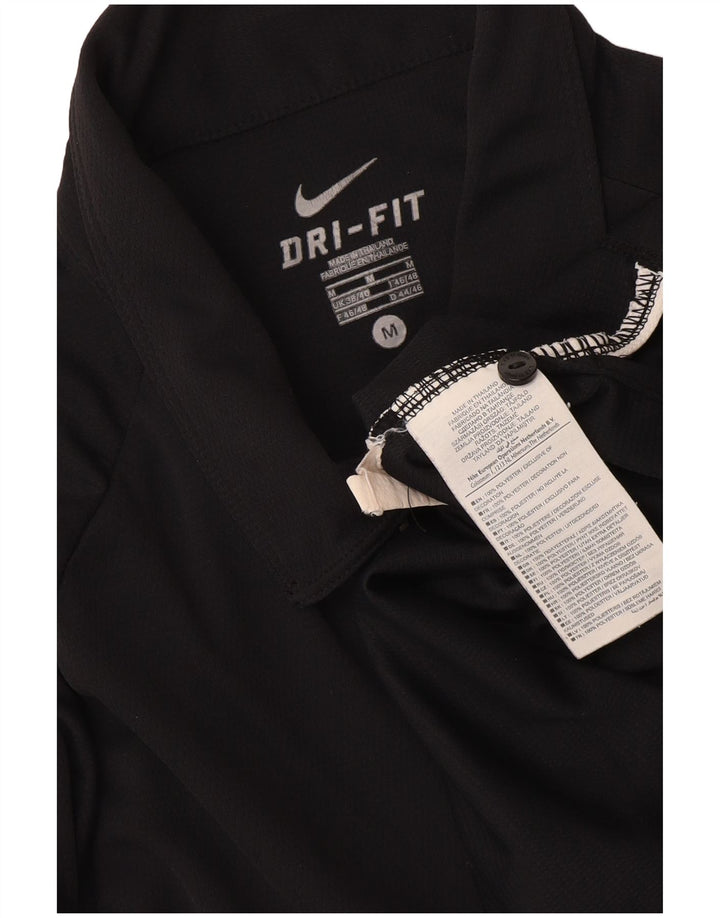 Мужская рубашка-поло Nike Dri Fit UK 38/40, средний черный полиэстер с цветными блоками