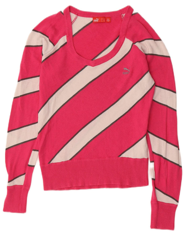 Женский джемпер с вырезом «лодочка» PUMA UK 10, маленький розовый с цветными блоками
