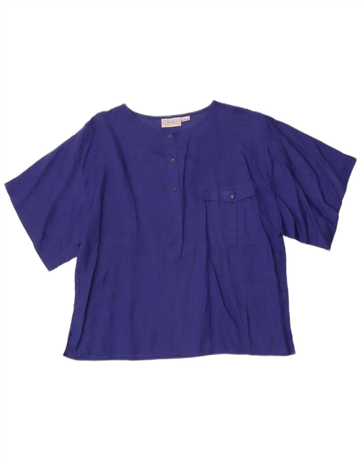 Женская блузка i Blues Top IT 48 XL, синяя льняная ткань