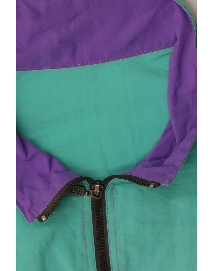 Винтажный мужской спортивный костюм, верхняя куртка XL, синий полиамид с геометрическим узором