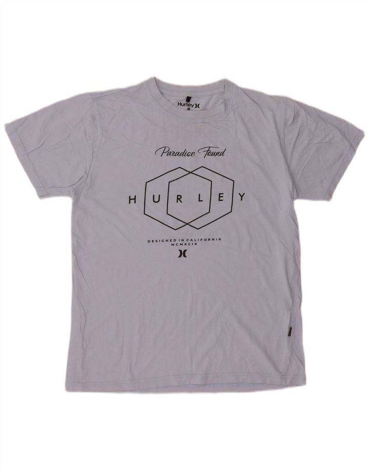 Мужская футболка с рисунком HURLEY, хлопковый топ среднего синего цвета