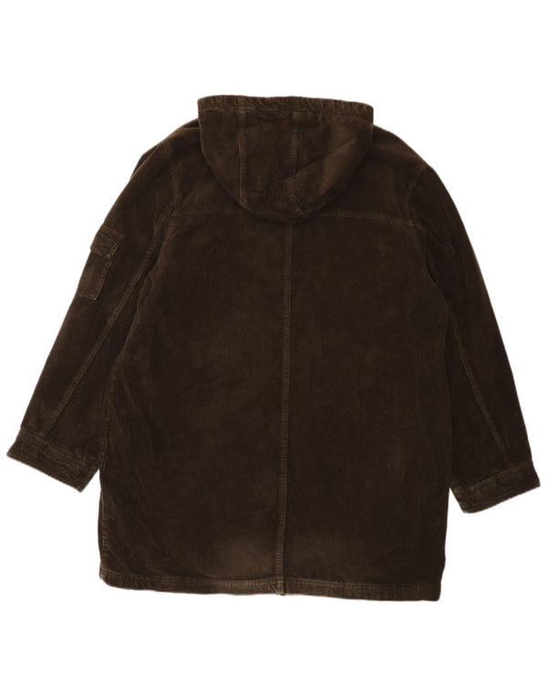 EDDIE BAUER Женское вельветовое пальто оверсайз с капюшоном UK 16, большой хлопок цвета хаки