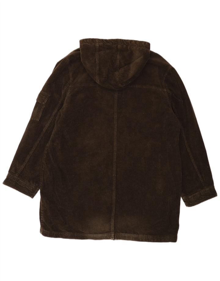 EDDIE BAUER Женское вельветовое пальто оверсайз с капюшоном UK 16, большой хлопок цвета хаки