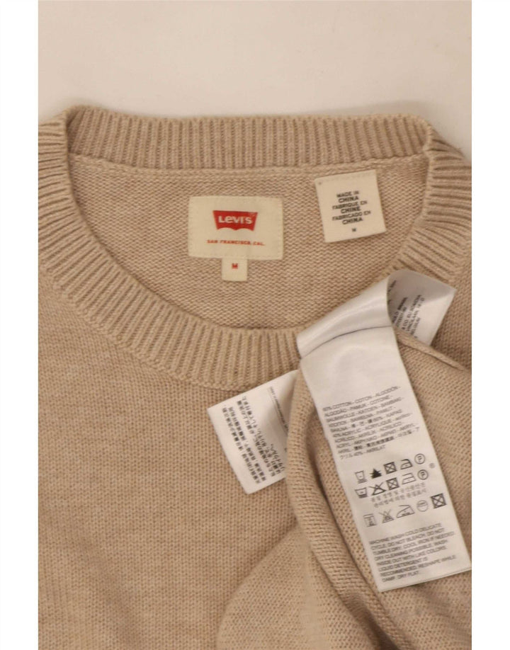 Мужской джемпер с круглым вырезом Levi's, хлопковый свитер среднего бежевого цвета
