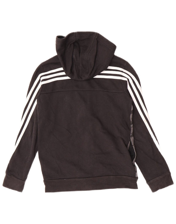 Свитер с капюшоном на молнии для мальчиков Adidas 9-10 лет, черный камуфляжный хлопок, хлопок