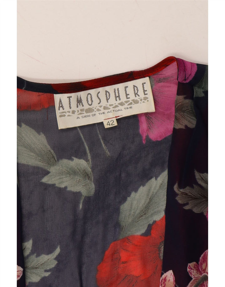 ATMOSPHERE Womens Cardigan Top IT 42 Medium Black Floral Viscose Vintage Atmosphere and Second-Hand Atmosphere from Messina Hembry 