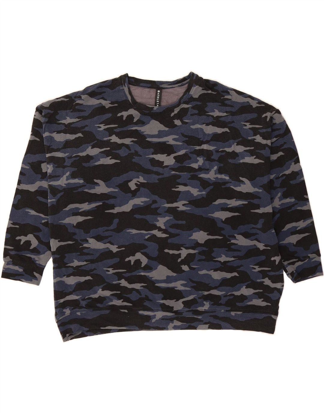 ATHLETA Womens Oversized Sweatshirt Jumper UK 20 2XL Navy Blue Camouflage Vintage Athleta and Second-Hand Athleta from Messina Hembry 