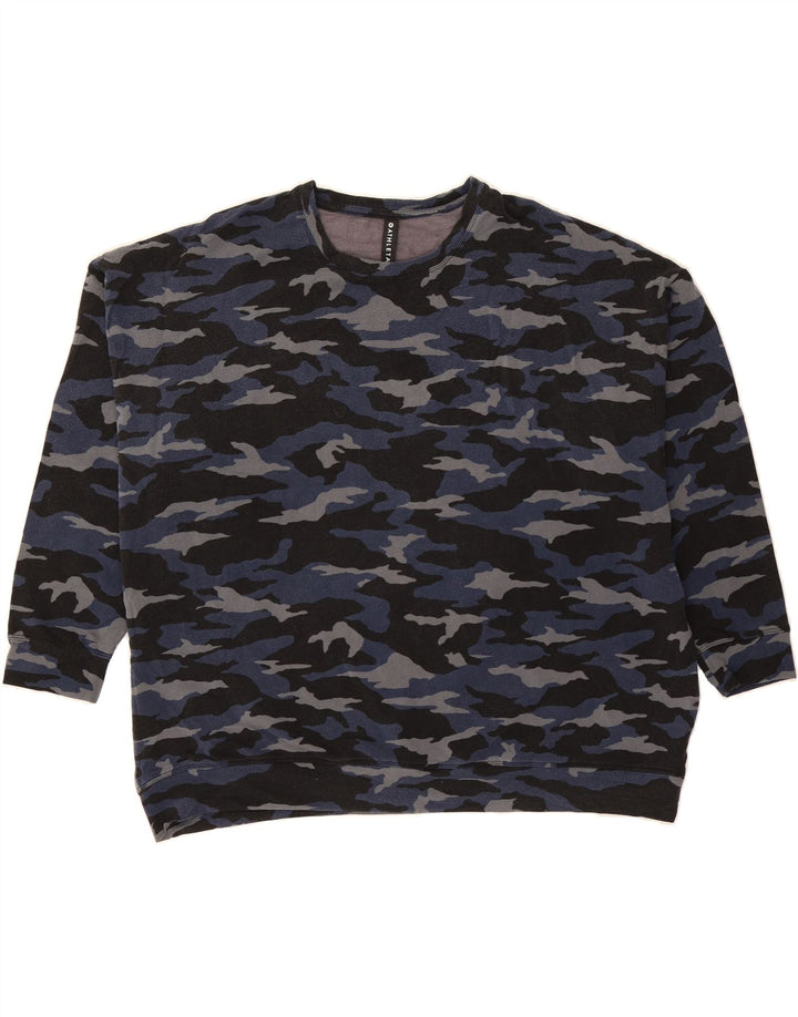 ATHLETA Womens Oversized Sweatshirt Jumper UK 20 2XL Navy Blue Camouflage Vintage Athleta and Second-Hand Athleta from Messina Hembry 