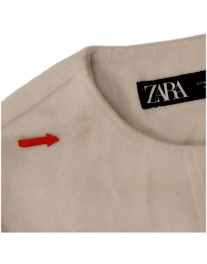 Женский укороченный пиджак Zara с 4 пуговицами, Великобритания 10, маленький белый полиэстер