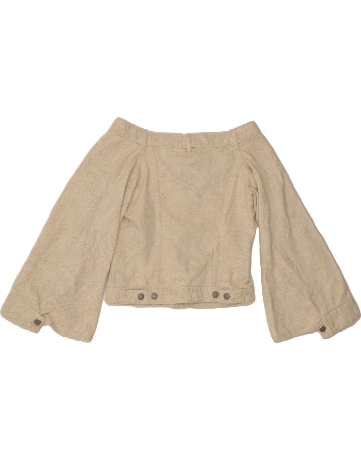 GANNI X LEVI'S Womens Bomber Jacket UK 10 Small Beige Floral Classic Vintage GANNI x LEVI'S and Second-Hand GANNI x LEVI'S from Messina Hembry 