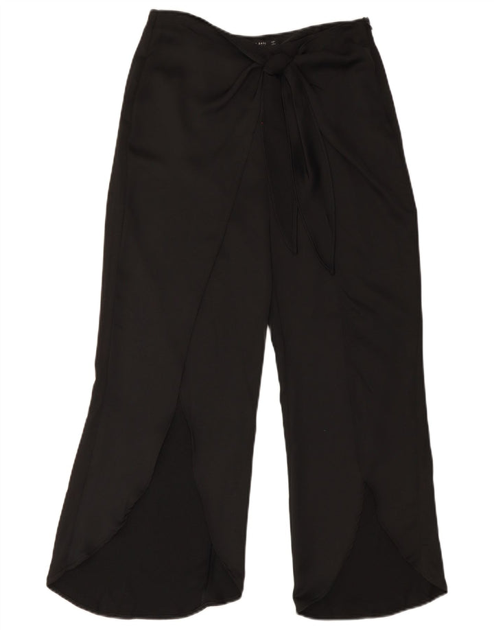 Женские укороченные широкие брюки Zara W28 L23, черные, полиэстер