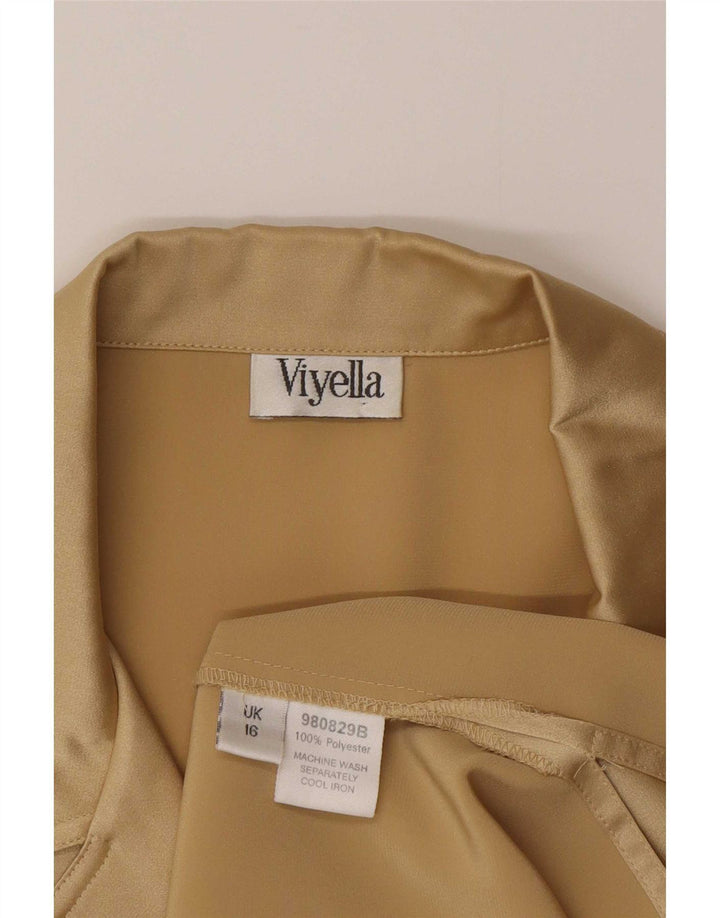 Женская блузка-рубашка Viyella UK 16, большой золотой полиэстер