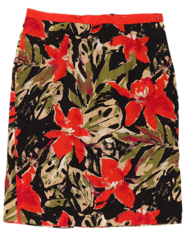 Vintage Womens Pencil Skirt W28 Medium Black Floral