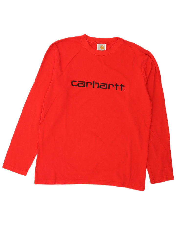 Мужской топ с рисунком Carhartt, средний красный хлопок с длинными рукавами