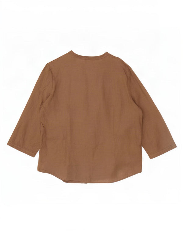 Женская блузка-рубашка с рукавом 3/4 Marks & Spencer UK 18 XL, коричневая