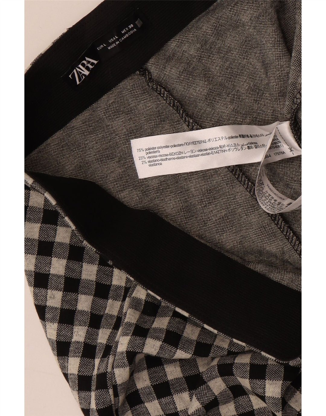 Женские леггинсы Zara большого размера W30 L29, серый полиэстер в мелкую клетку
