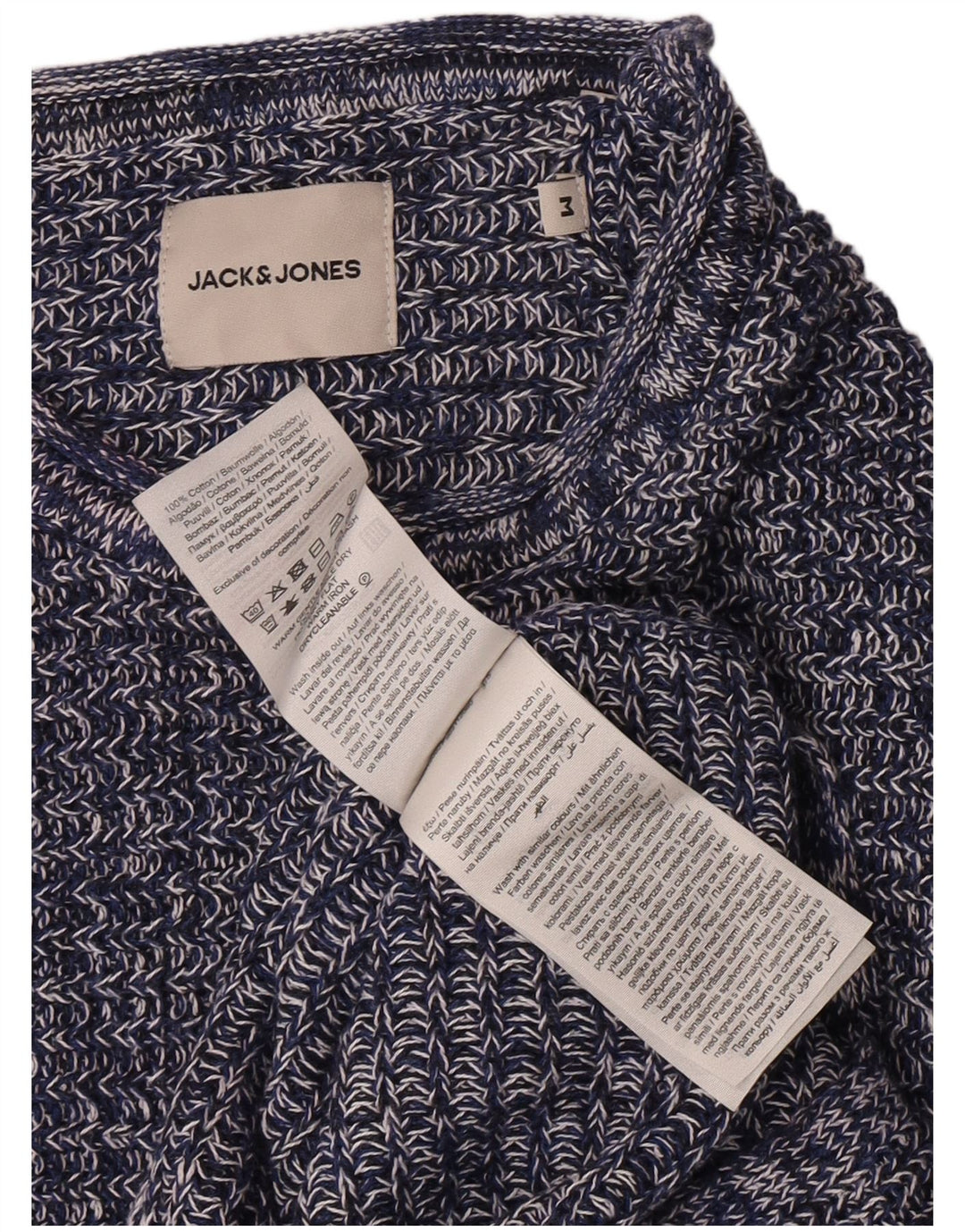 Мужской джемпер с круглым вырезом Jack & Jones, средний темно-синий хлопковый свитер