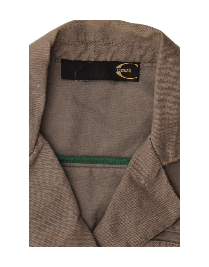 JUST CAVALLI Womens 3 Button Blazer Jacket UK 12 Medium Grey